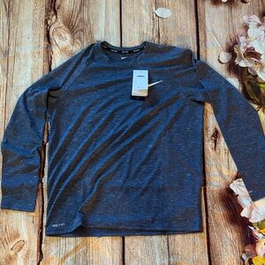 Nike Heathered Blue Gray Long Sleeve Swim Tee